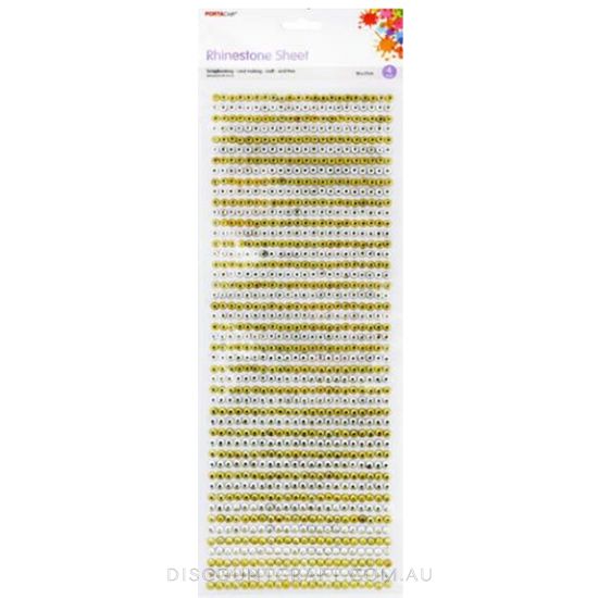 Rhinestone Sheet 4mm 1034pk - Gold & Silver