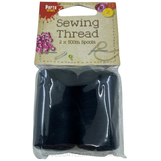 Sewing Thread 500m 2pk - Black