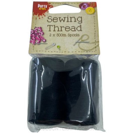 Sewing Thread 500m 2pk - Black