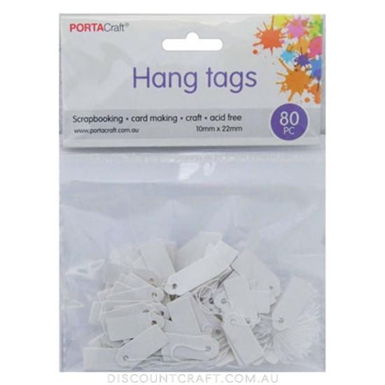 Tags with String 10x22mm Mini 80pc - White