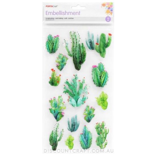 Cactus Transparent Embellishments - 15pk