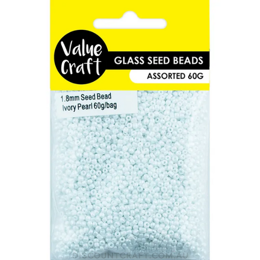 Glass Seed Beads 1.8mm 60g - Ivory Pearl