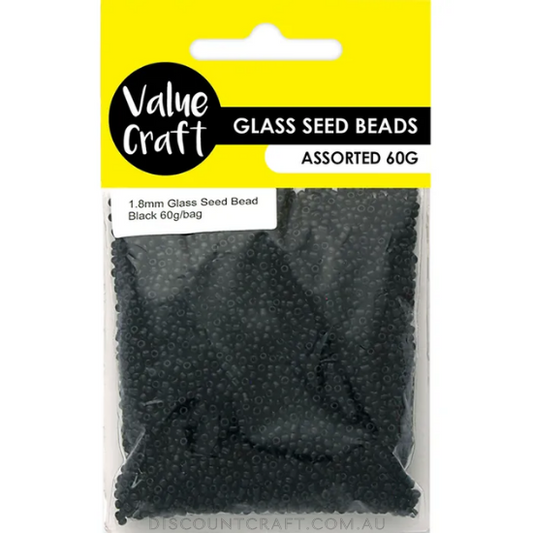 Glass Seed Beads 1.8mm 60g - Black