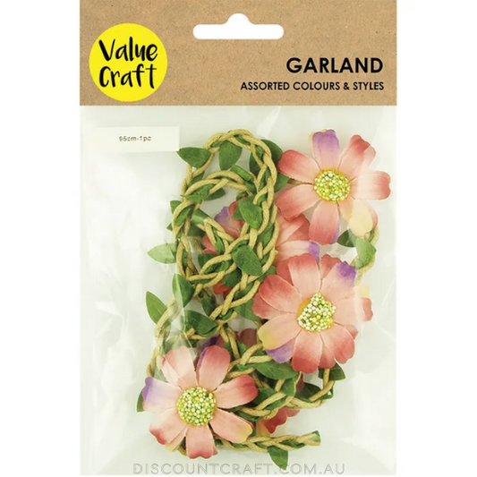 Garland Twine with Pink Daisy Leaf 1pk