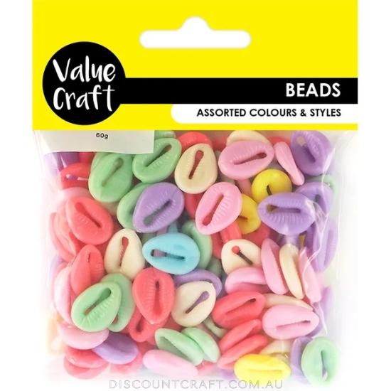 Cowrie Shell Beads - Pastel 60g