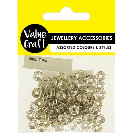 Diamante Rondells 8mm - Silver 70pk