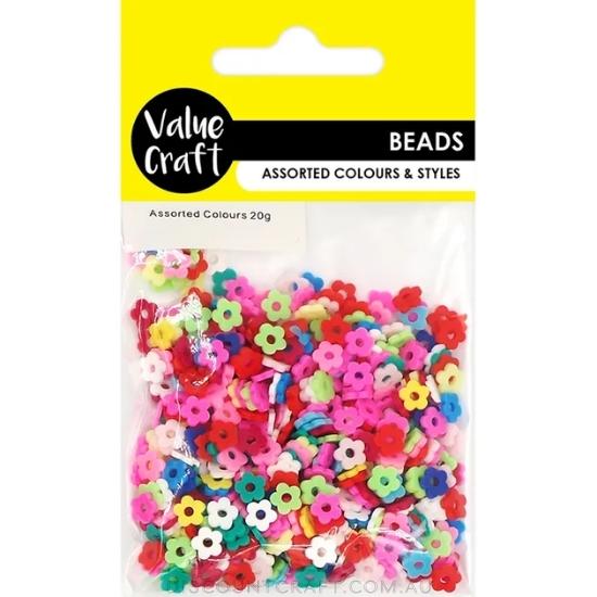 Fimo Beads - Flat Flowers 6mm 20g