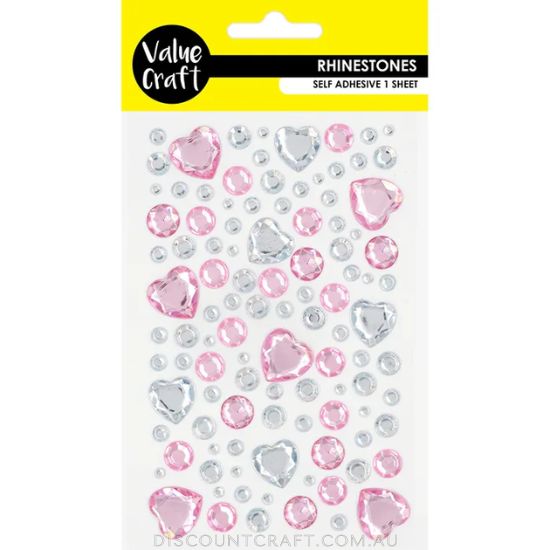 Rhinestone Hearts - Pink & Silver