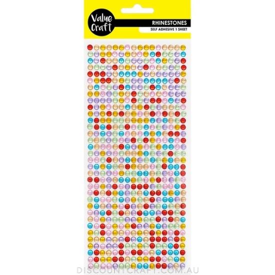 Rhinestone Sheet 5mm Round Multi Coloured