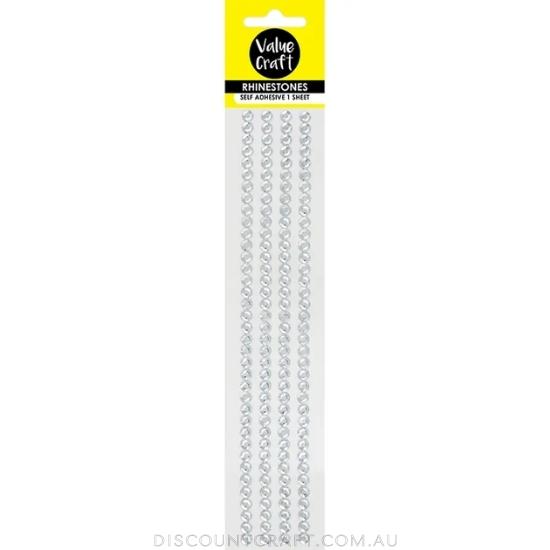Rhinestone Strips 8mm - Crystal 1 Sheet