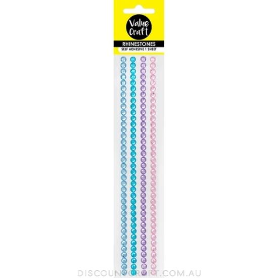 Rhinestone Strips 8mm - Pastels 1 Sheet