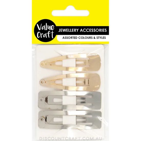 Snap Hair Clips Gold & Silver 4pk