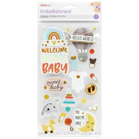 Welcome Baby Cardboard Embellishments - 21pk