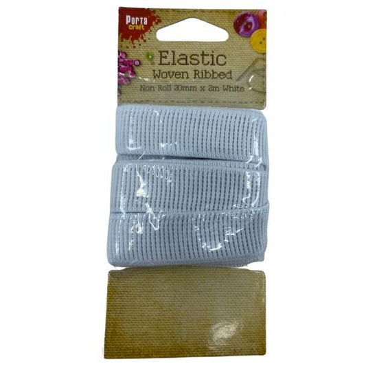 Woven Elastic Non-Roll 20mm x 2 meters - White