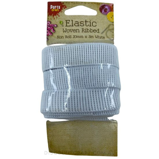 Woven Elastic Non-Roll 20mm x 3 meters - White