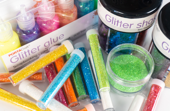 GLITTER GLUE (set of 3--red, blue, green) for scrapbooks/crafts/cards/letters