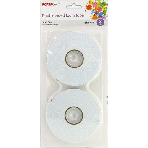 Double Sided Foam Tape 12mm x 5 metre 2pk