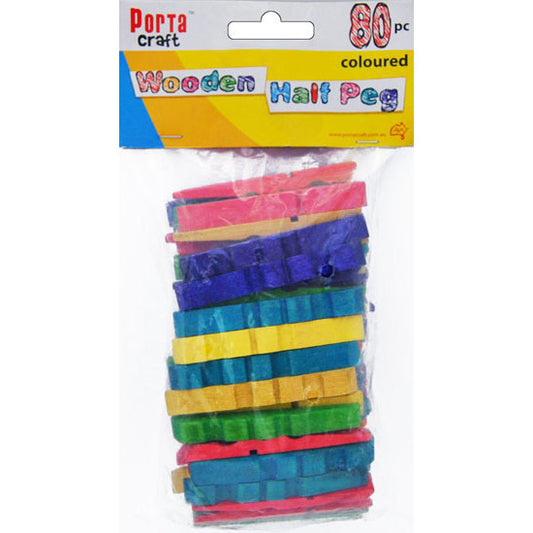Colourful wooden half pegs by Porta Craft