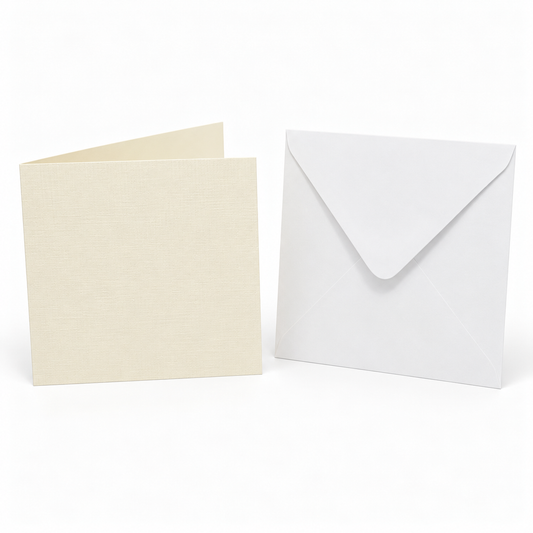 Cards Square 13cm Textured 8pk - Ivory