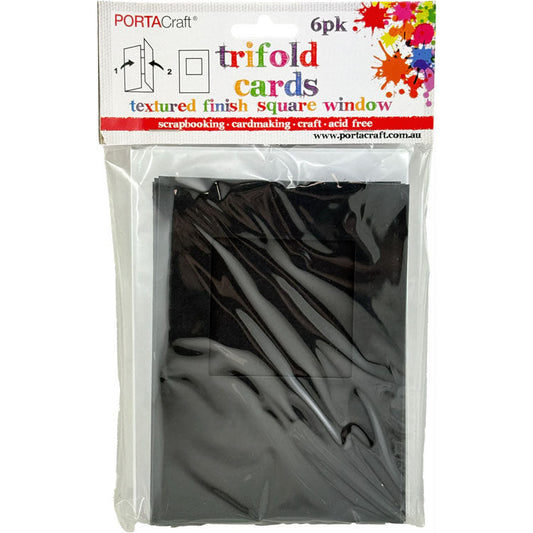 Texture Card Window Trifold A6 with Envelopes 6pk - Black
