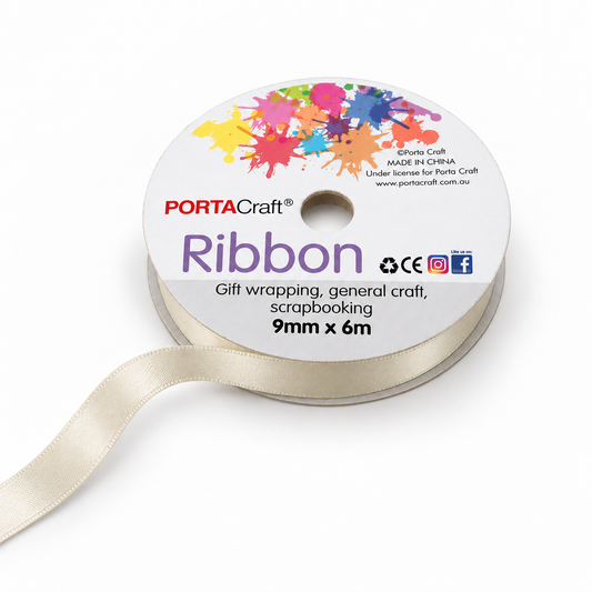 Satin Ribbon Double Sided 9mm x 6 metres - Ivory