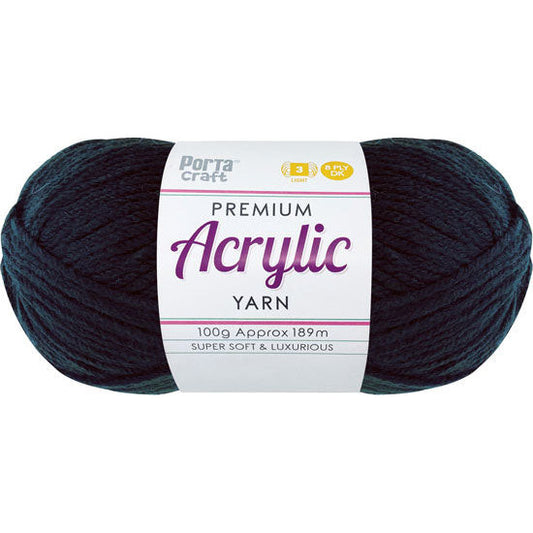 Acrylic Yarn 100g 189m 8ply - Jet Black