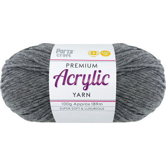 Acrylic Yarn 100g 189m 8ply - Dove Grey