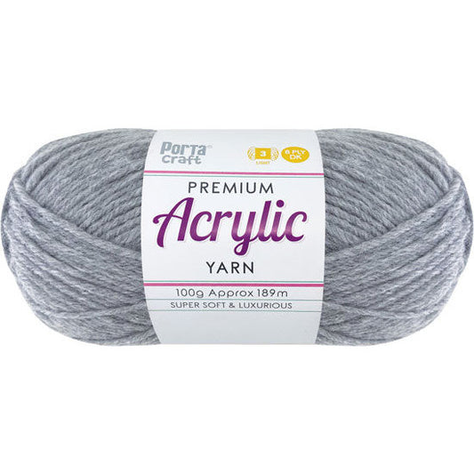 Acrylic Yarn 100g 189m 8ply - Silver Grey