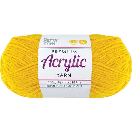 Acrylic Yarn 100g 189m 8ply - Canary Yellow