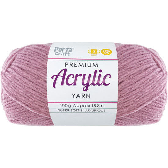 Acrylic Yarn 100g 189m 8ply - Mauve