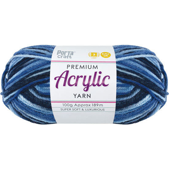 Acrylic Yarn 100g 189m 8ply - Variegated Sapphire
