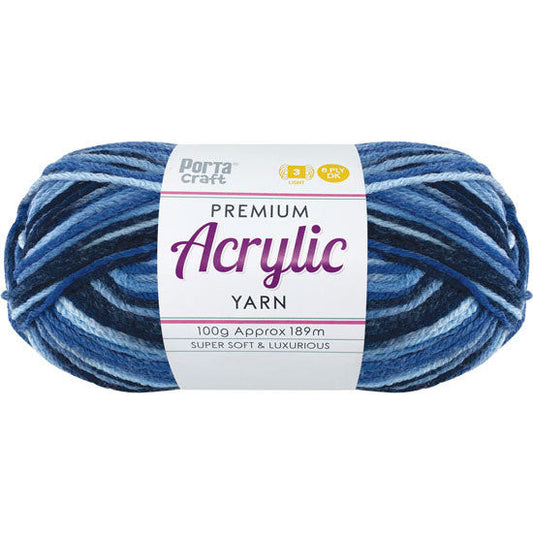 Acrylic Yarn 100g 189m 8ply - Variegated Sapphire
