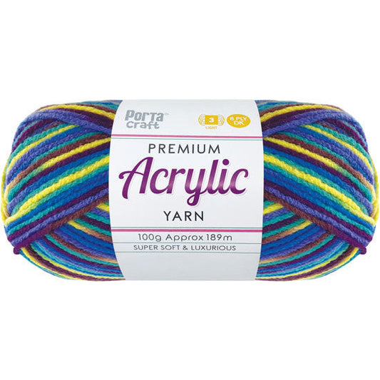 Acrylic Yarn 100g 189m 8ply - Variegated Aqua Marine
