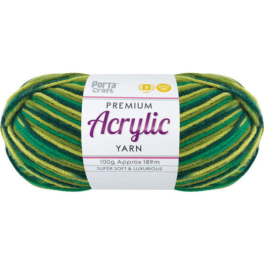 Acrylic Yarn 100g 189m 8ply - Variegated Forrest Green