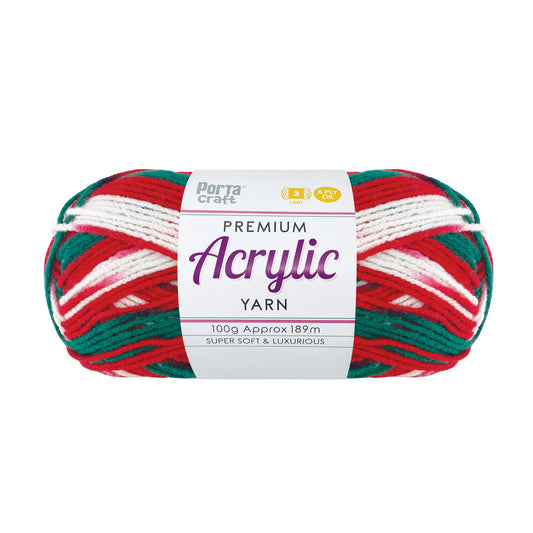 Acrylic Yarn 100g 189m 8ply - Variegated Christmas