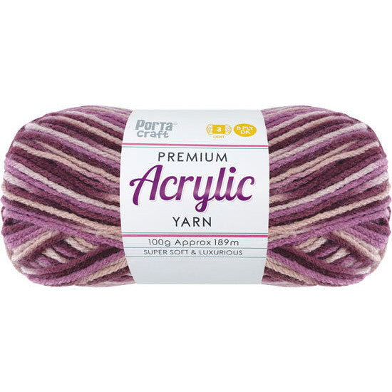 Acrylic Yarn 100g 189m 8ply - Variegated Berry