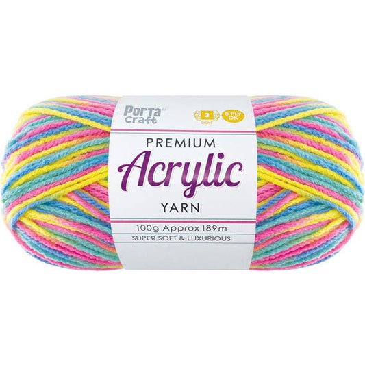 Acrylic Yarn 100g 189m 8ply - Variegated Rainbow