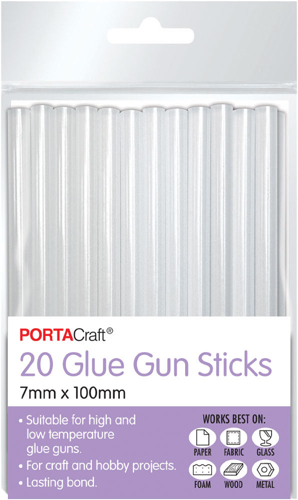Hot Glue Sticks 7.2mm x 100mm 20pk - Clear