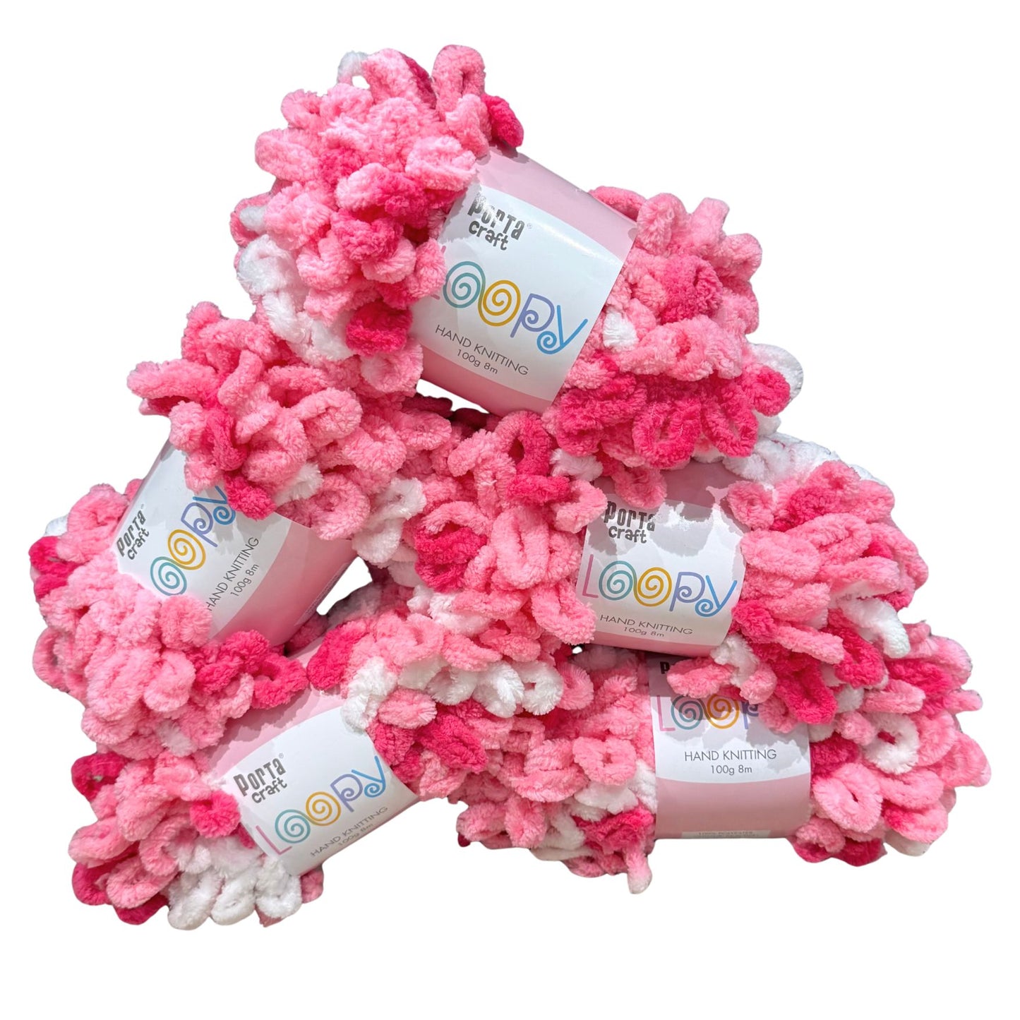 DUSTY Loopy Yarn 100g 8m Multi Pinks 5pk Bundle