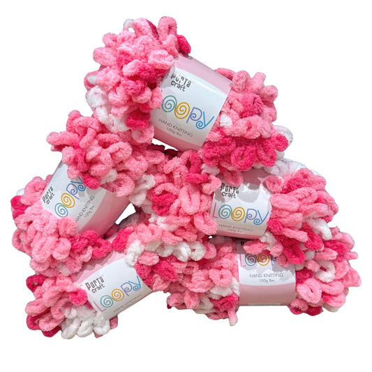 DUSTY Loopy Yarn 100g 8m Multi Pinks 5pk Bundle