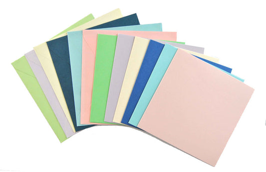 Card & Envelope Square 13x13cm 6pk - Mixed Pastel