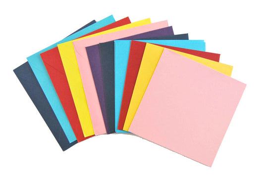Card & Envelope Square 13x13cm 6pk - Mixed Bright