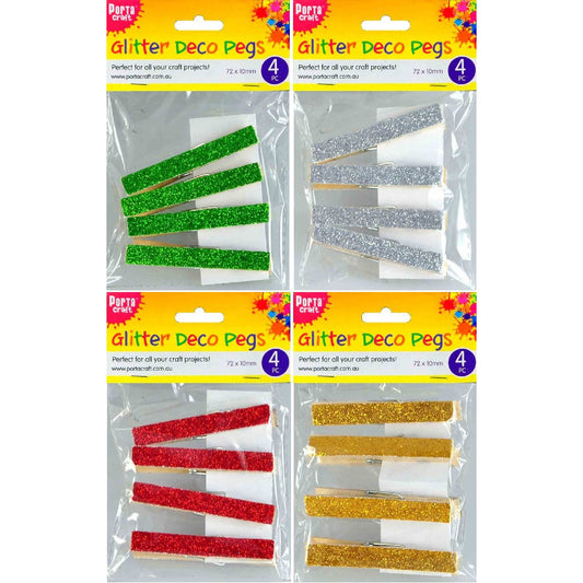 Glitter Decorative Pegs 4pcs