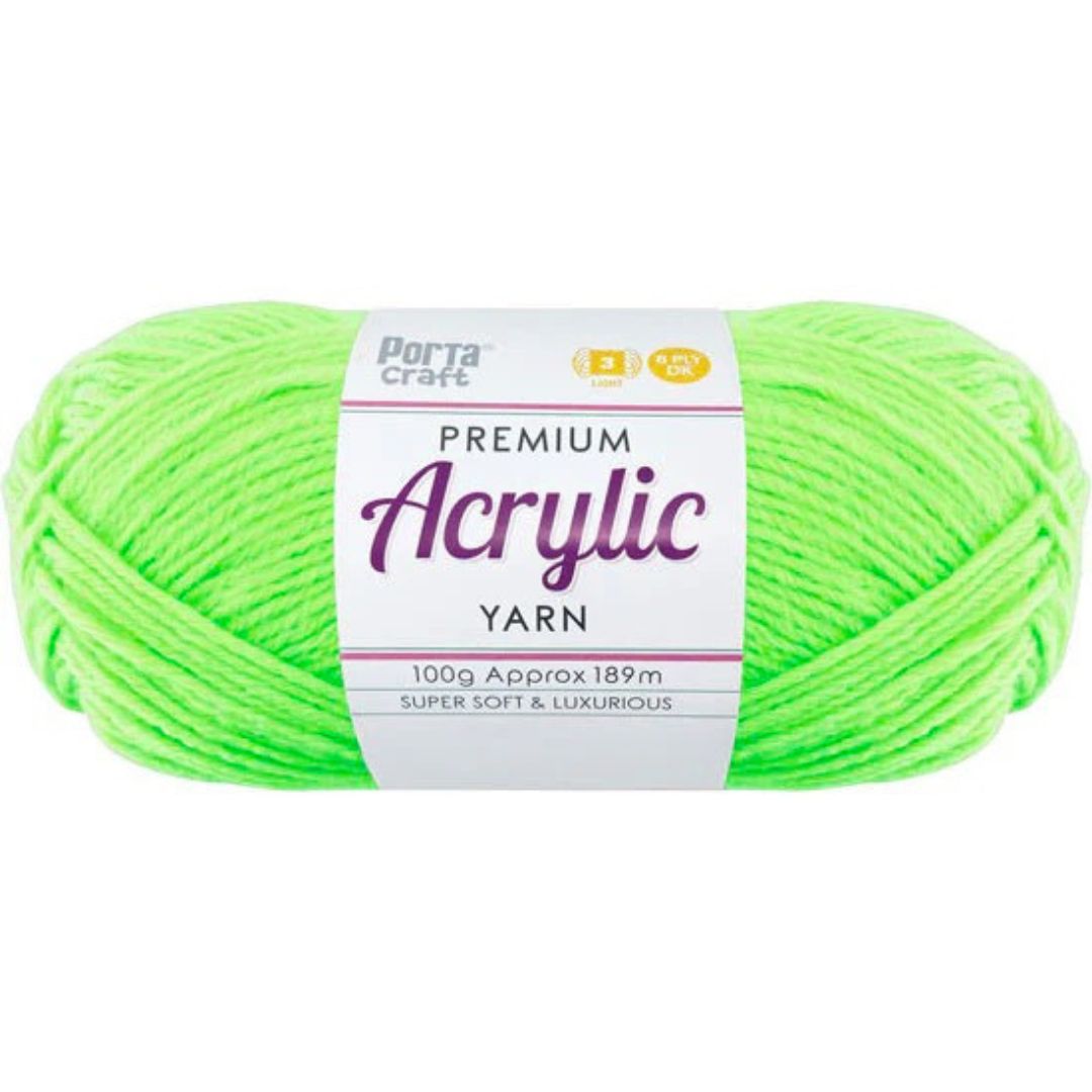 Acrylic Yarn 100g 189m 8ply - Brite Green