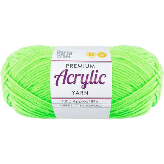Acrylic Yarn 100g 189m 8ply - Brite Green