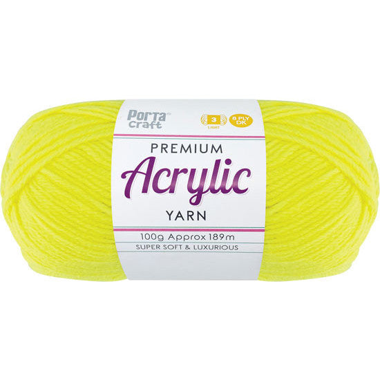 8ply Knitting Yarn 100g  - High Viz Yellow
