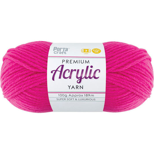 8ply Knitting Yarn 100g  - High Viz Pink