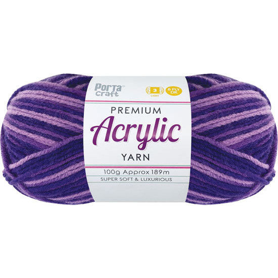 8ply Knitting Yarn 100g  - Variegated Purple Popper