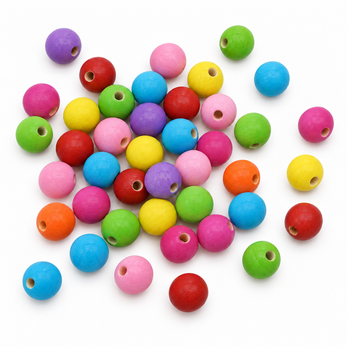 A pile of colorful wooden beads by Porta Craft