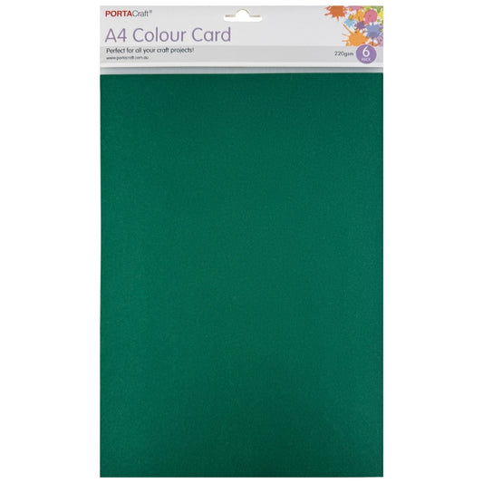A4 Card 220gsm 6pk - Xmas Green